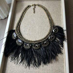 Black & Gold Feather Necklace